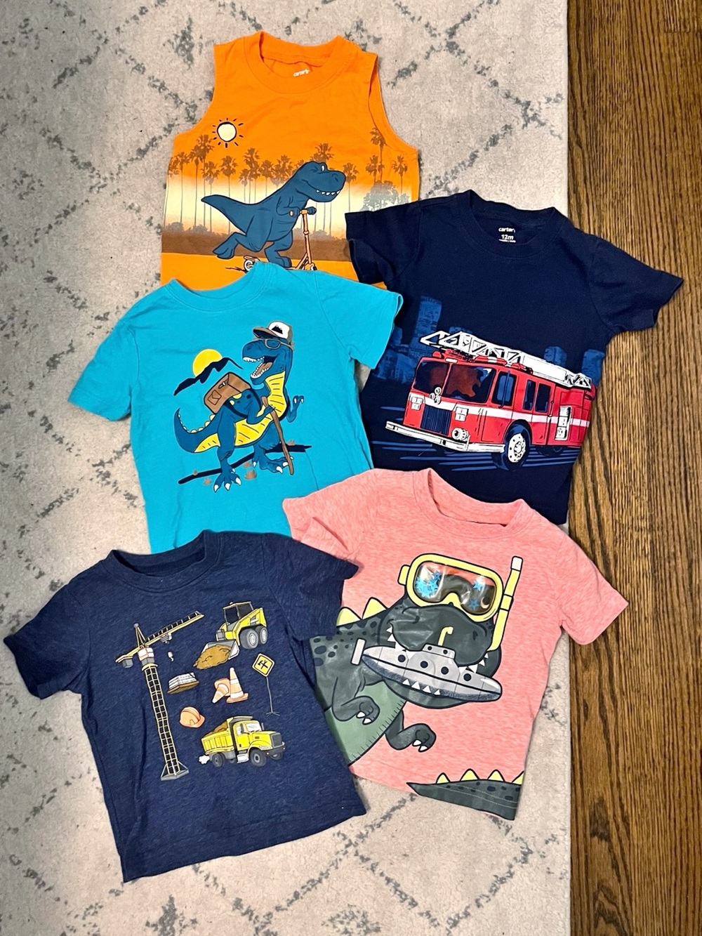 Carter's Boys Graphic Tee Lot - Orange, Teal, Navy, Pink, Dark Blue